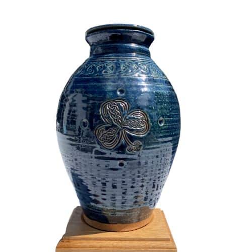 Shamrock Urn in Lough Blue Glaze